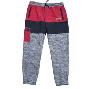 Le Tigre Pants Men 3XL Red‎ Gray Jogger Color Block Activewear Athletic 80s